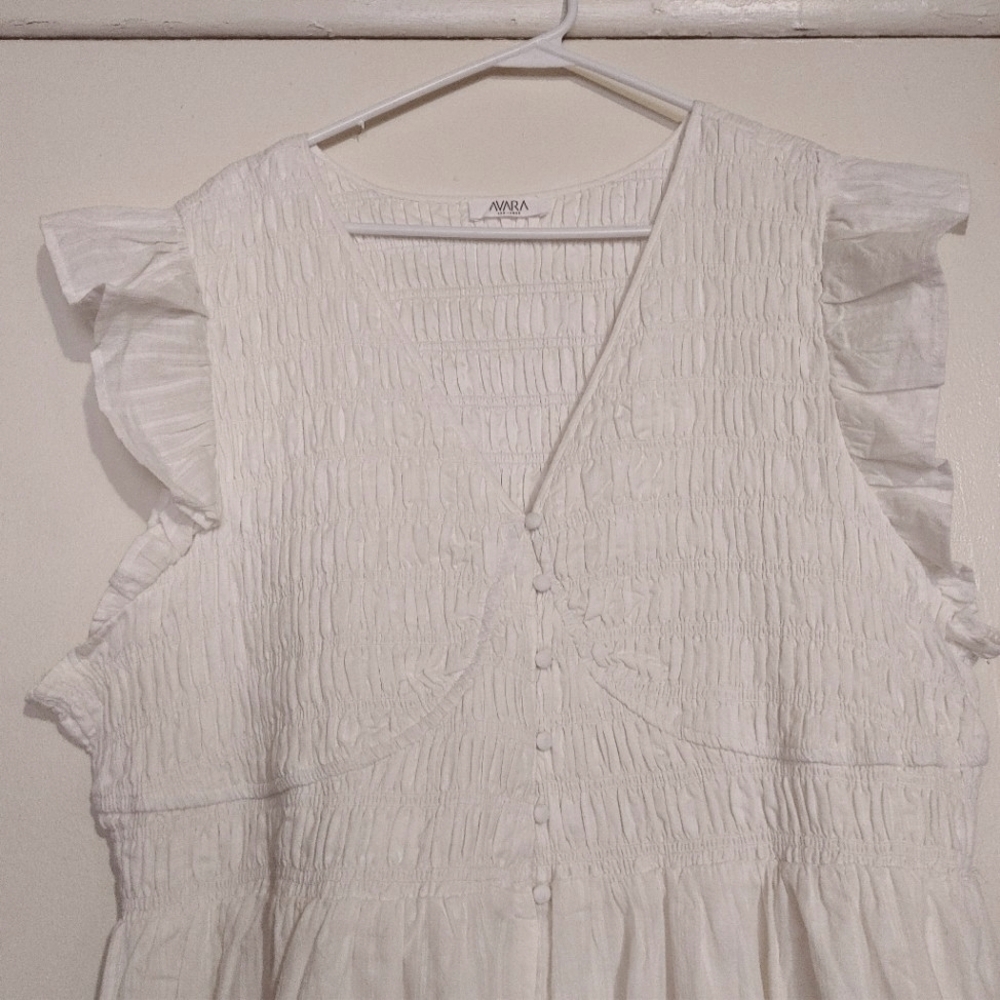 AVARA White Ruffled Cap Sleeve Dress Size XX-Large - Picture 2 of 14